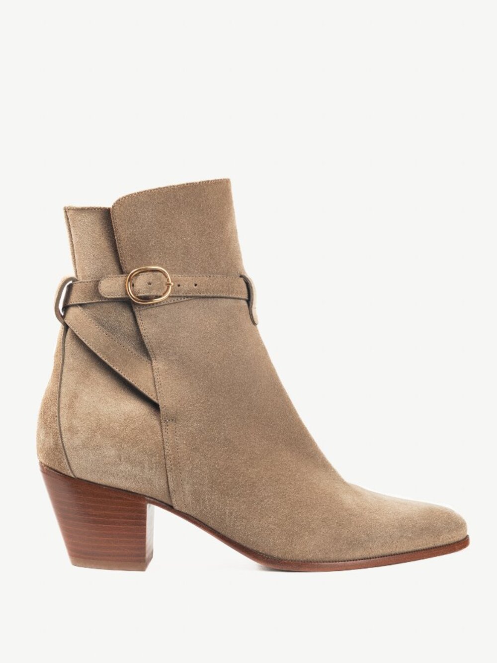 Celine Beige Suede Wraparound Ankle Boots